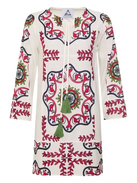 Rochie mini Pearl & Caviar cu broderie de costum alb