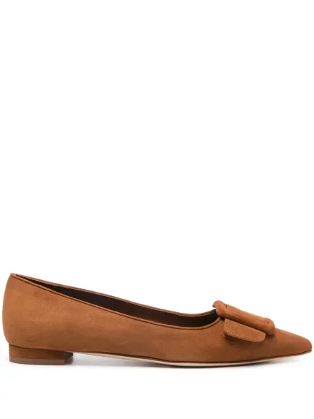 Pantofi cu toc Manolo Blahnik fără toc maro