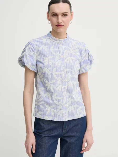 MUNTHE camasa din FREDIA femei cu guler stand-up regular albastru