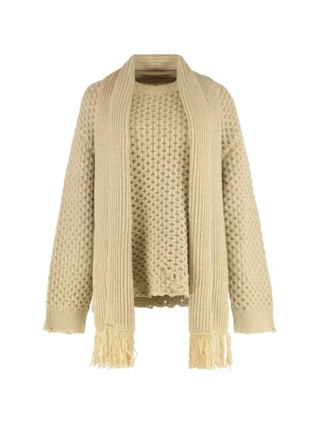 Svetr Mm6 Maison Margiela s třásněmi s kulatým výstřihem