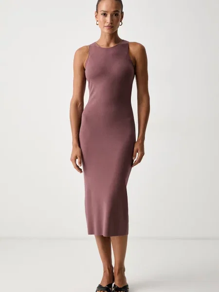 MM by Max Mara rochie cu vâscoză MMLVETUSTA maro
