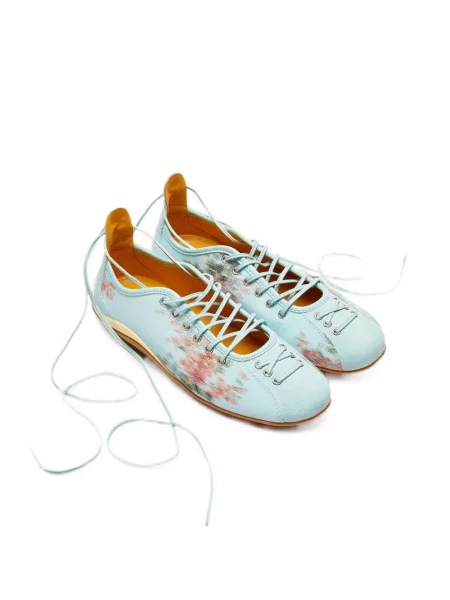 Φλοράλ sneakers Lili Curia με κορδόνια με σχέδιο μπλε
