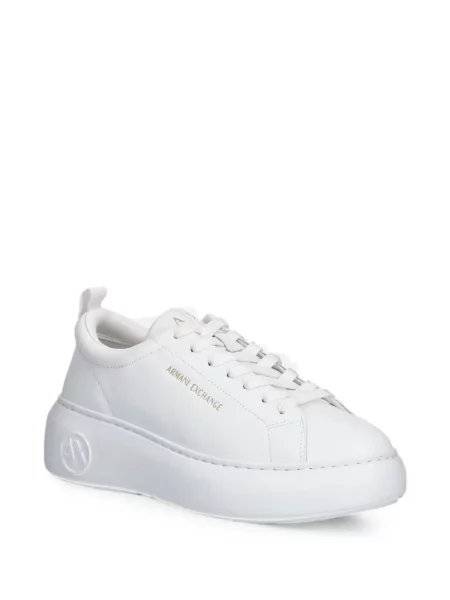Sneakerși Armani Exchange cu platformă cu autograf alb