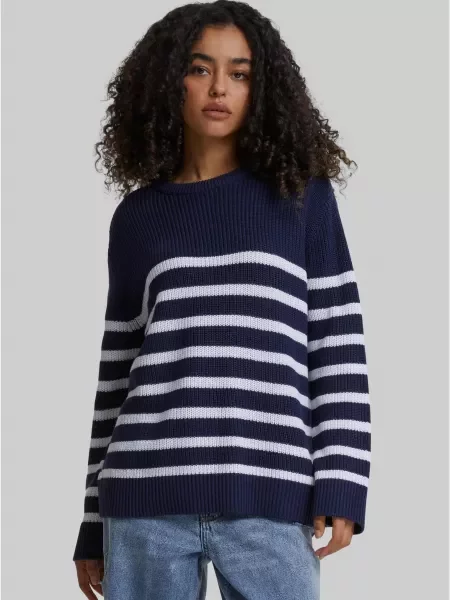 Pulover Urban Classics cu dungi alb