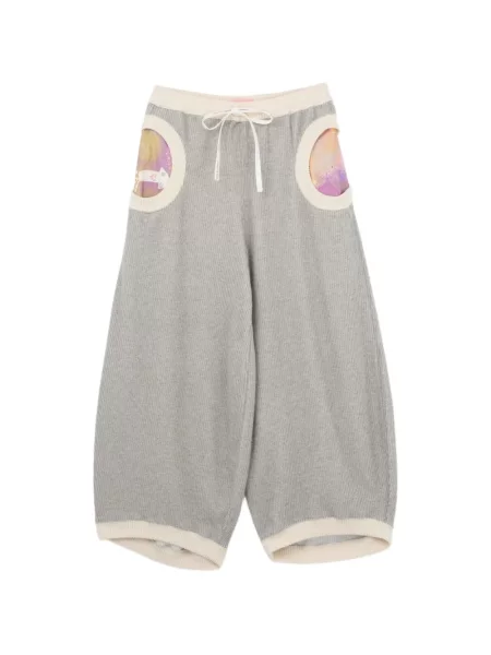 Pantaloni Tsumori Chisato tricotate alergare cu cordon gri