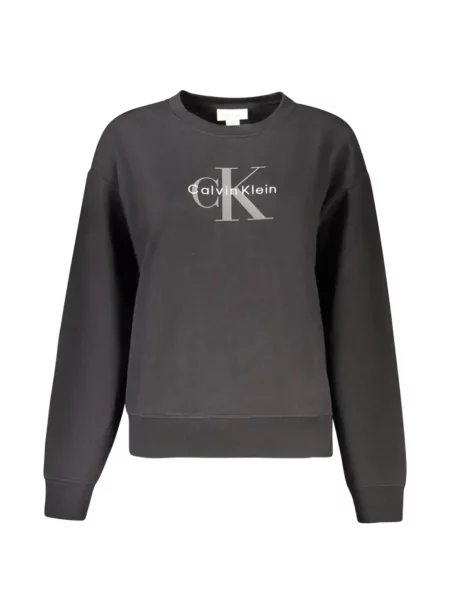 Hanorac crewneck Calvin Klein cu imagine cu decolteu rotund negru