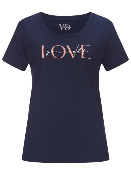 VIVANCE Tricou albastru închis / corai alb