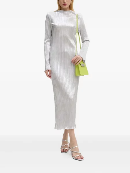Rochie maxi Never Fully Dressed lungă de costum argintiu