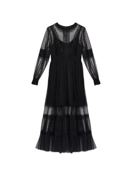 Rochie midi Allsaints cu volane până la genunchi de costum negru