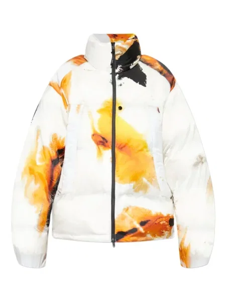 Geacă cu puf Y-3 cu imagine cu imprimeu abstract alb