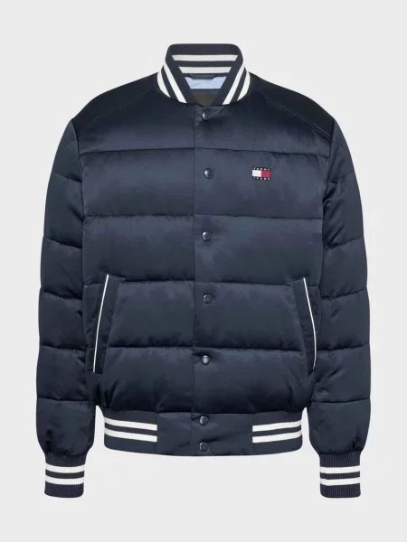 Атласная джинсовая куртка Tommy Jeans с аппликацией синяя