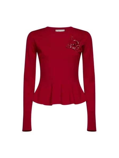 Sweter Blumarine skórzany czerwony