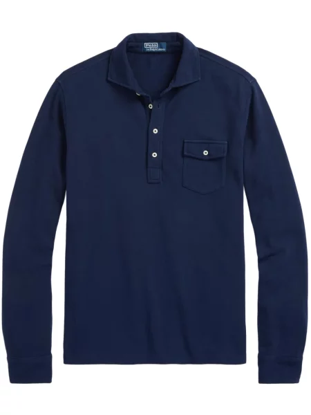 Koszulka polo Polo Ralph Lauren skórzana na sprzączkę pleciona niebieska