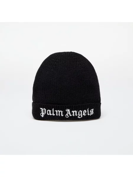 Palm Angels Kids Logo Knit Beanie Black/ White II czarna