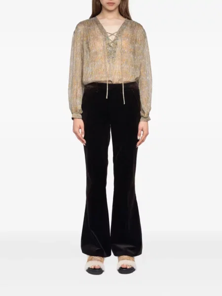 Pantaloni Zadig&voltaire de catifea maro