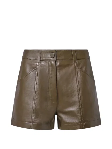Pantaloni scurți Yves Salomon din piele maro