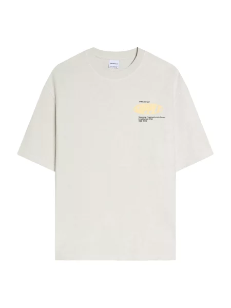 Bershka Majica rumena / svetlo siva črna