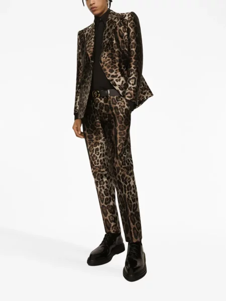 Raštuotas kostiumas Dolce & Gabbana leopardinis dvieiliai ruda