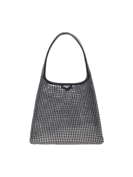 Torebka hobo Alaïa skórzana z ćwiekami czarna