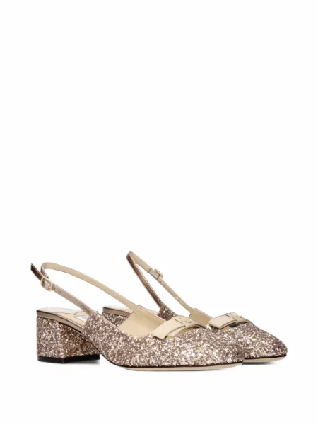 Pantofi cu toc Jimmy Choo cu funde roz