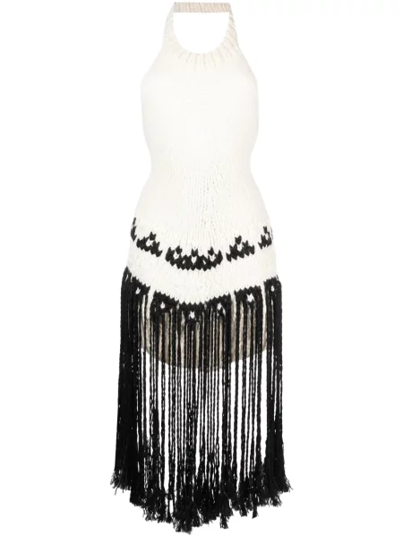 Top Jil Sander cu franjuri cu gât halter