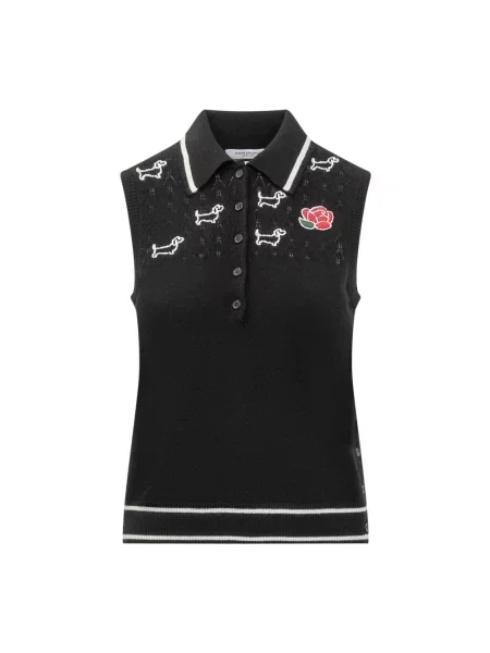 Polo Thom Browne wełniane bez rękawów czarne