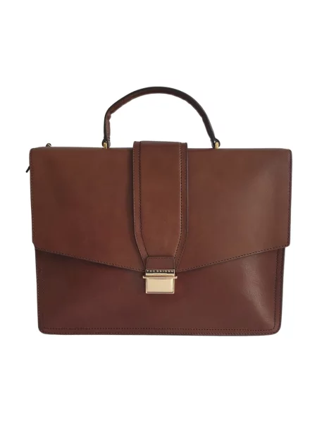 Torba crossbody The Bridge skórzana z paskiem brązowa