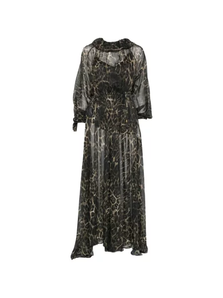 Rochie maxi Just Cavalli cu imagine cu model leopard negru