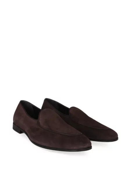 Pantofi loafer Eleventy din piele de căprioară maro
