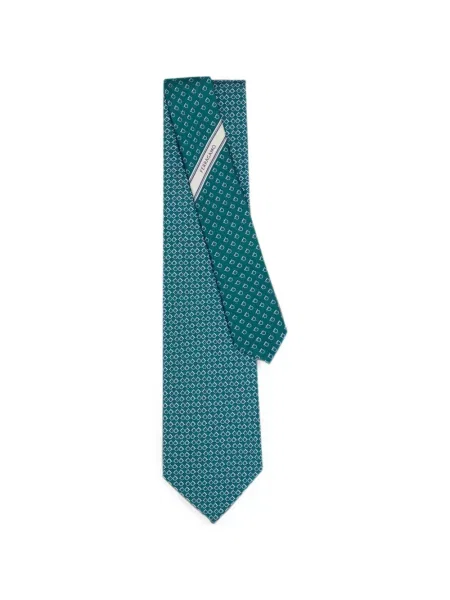 Cravată Ferragamo de mătase cu imagine verde