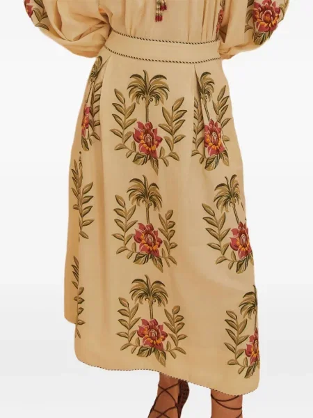 Maksi spódnica maxi Farm Rio w tropikalny nadruk beżowa