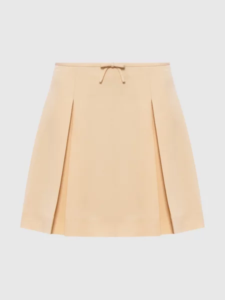 Спідниця міні з вовни та шовку Valentino бежева
