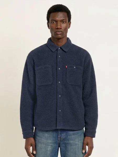 Levi's® Svrchní Košile Z Plyšové Kožešiny Sherpa Soft Worker tmavě modrá