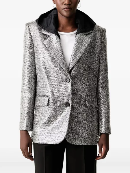Sacou Pinko cu paiete cu model herringbone