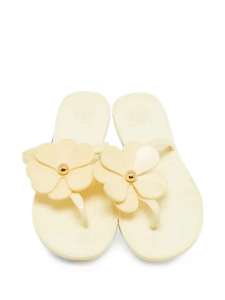 Șlapi Tory Burch cu model floral galben