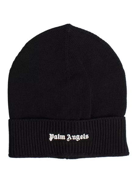 Pletená čiapka Palm Angels s potlačou čierna