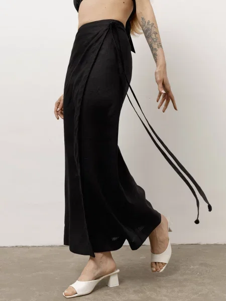 HARVEST Montana Спідниця максі Льон/поліестер чорний
