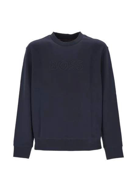 Hanorac Boss cu broderie din material terry albastru
