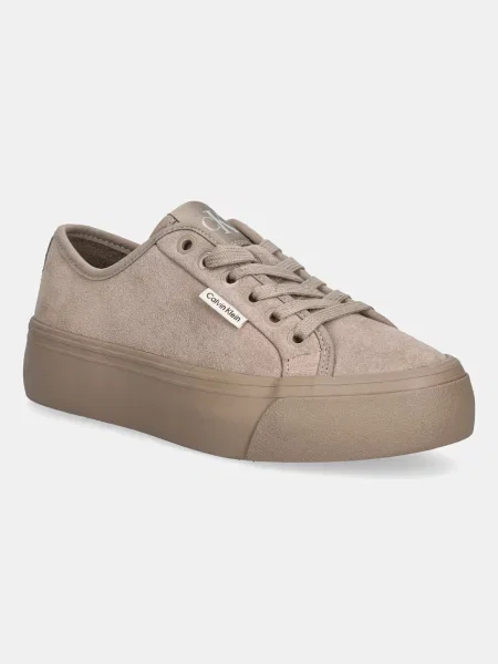 Сникърси Calvin Klein Vulc Flatf Lace Up Sue/Wl Ck бежов