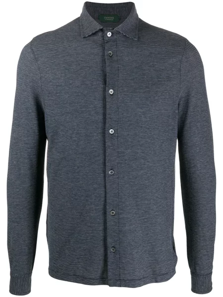 Pruhovaná dlouhá košile Zanone s potiskem modrá