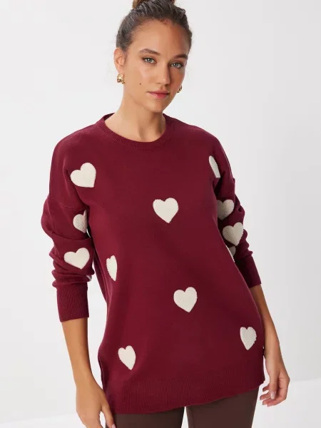 Happiness İstanbul Pulover roșu vin alb