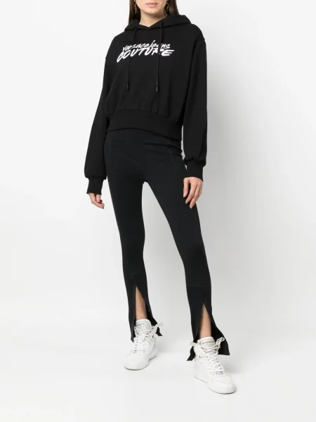Суичър с качулка Versace Jeans Couture бродиран черно