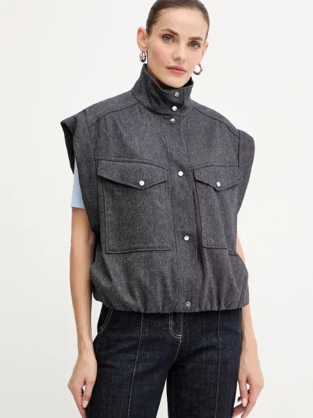 BOSS Orange bezrękawnik z dodatkiem wełny granatowy przejściowy pomarańczowa