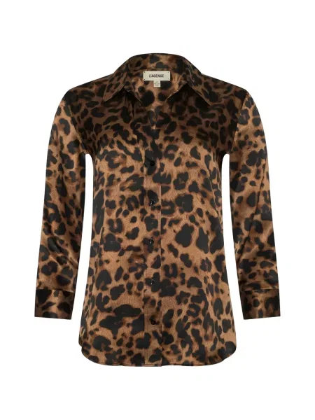 Блуза L'agence с принт с леопардов принт кафяво