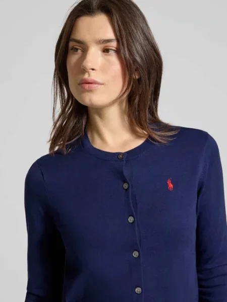 Kardigan rozpinany krój regular fit z mieszanki bawełny Polo Ralph Lauren granatowy