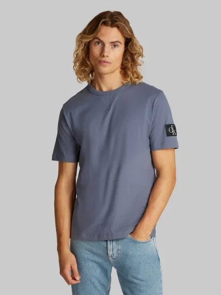 Tricou Calvin Klein Jeans scurt albastru