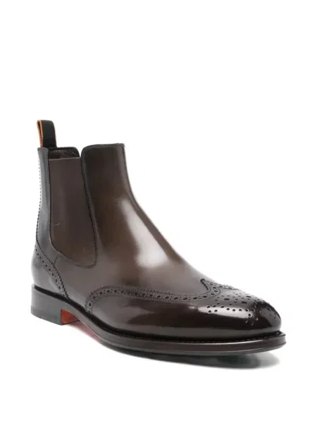Botine chelsea Santoni din piele maro