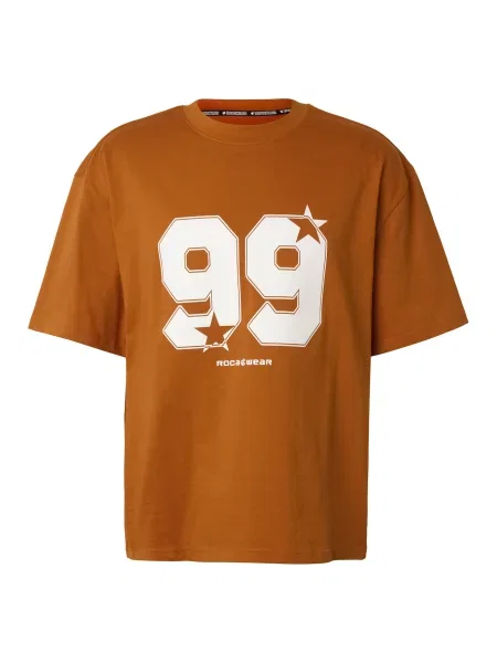 ROCAWEAR Póló Strambers sötét narancssárga fehér