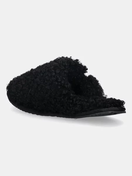 Calvin Klein papucs CLOSE SLIPPER FUR fekete