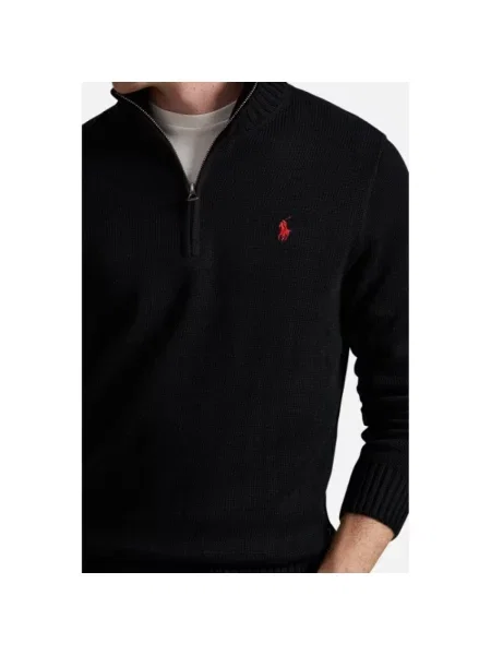 Sweter Ralph Lauren z kołnierzem z długim rękawem czarny